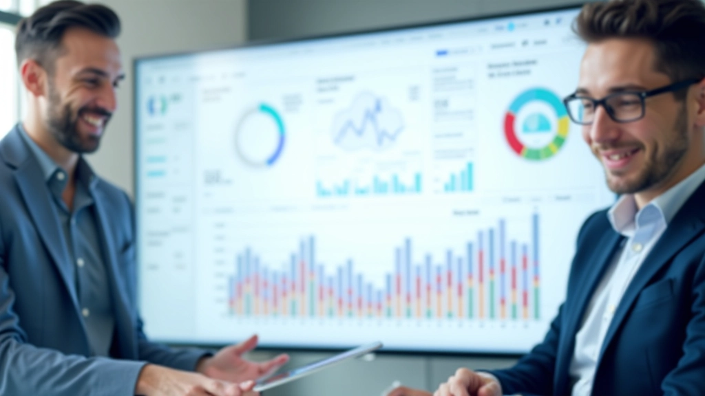 SEO dashboard with keyword rankings and traffic trends