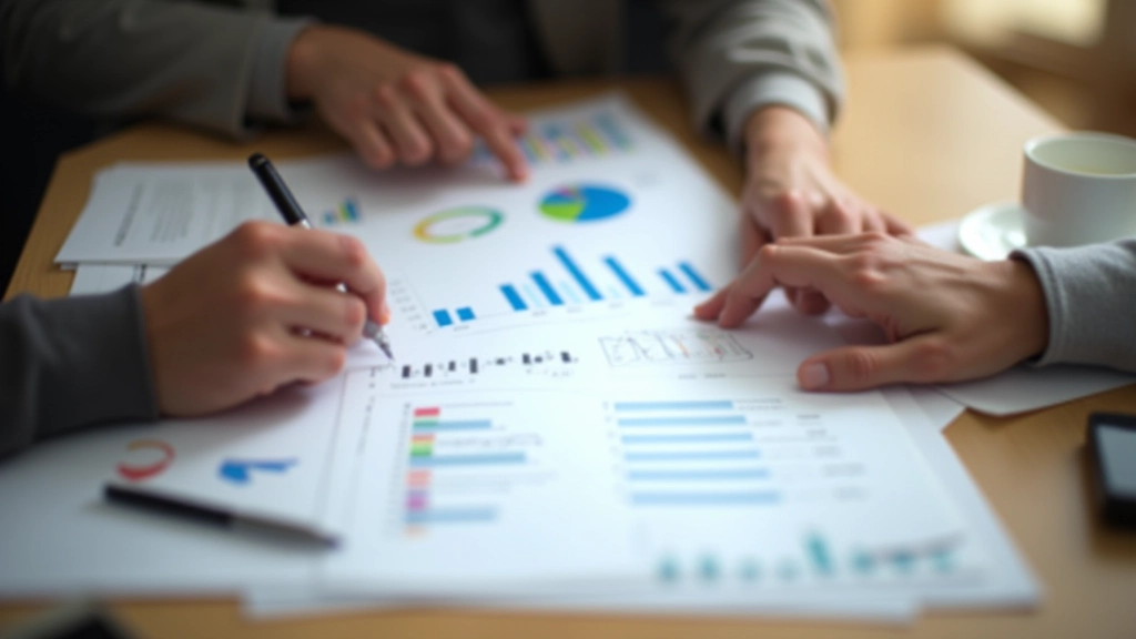 Hands pointing at printed analytics report showing ranking data and performance metrics